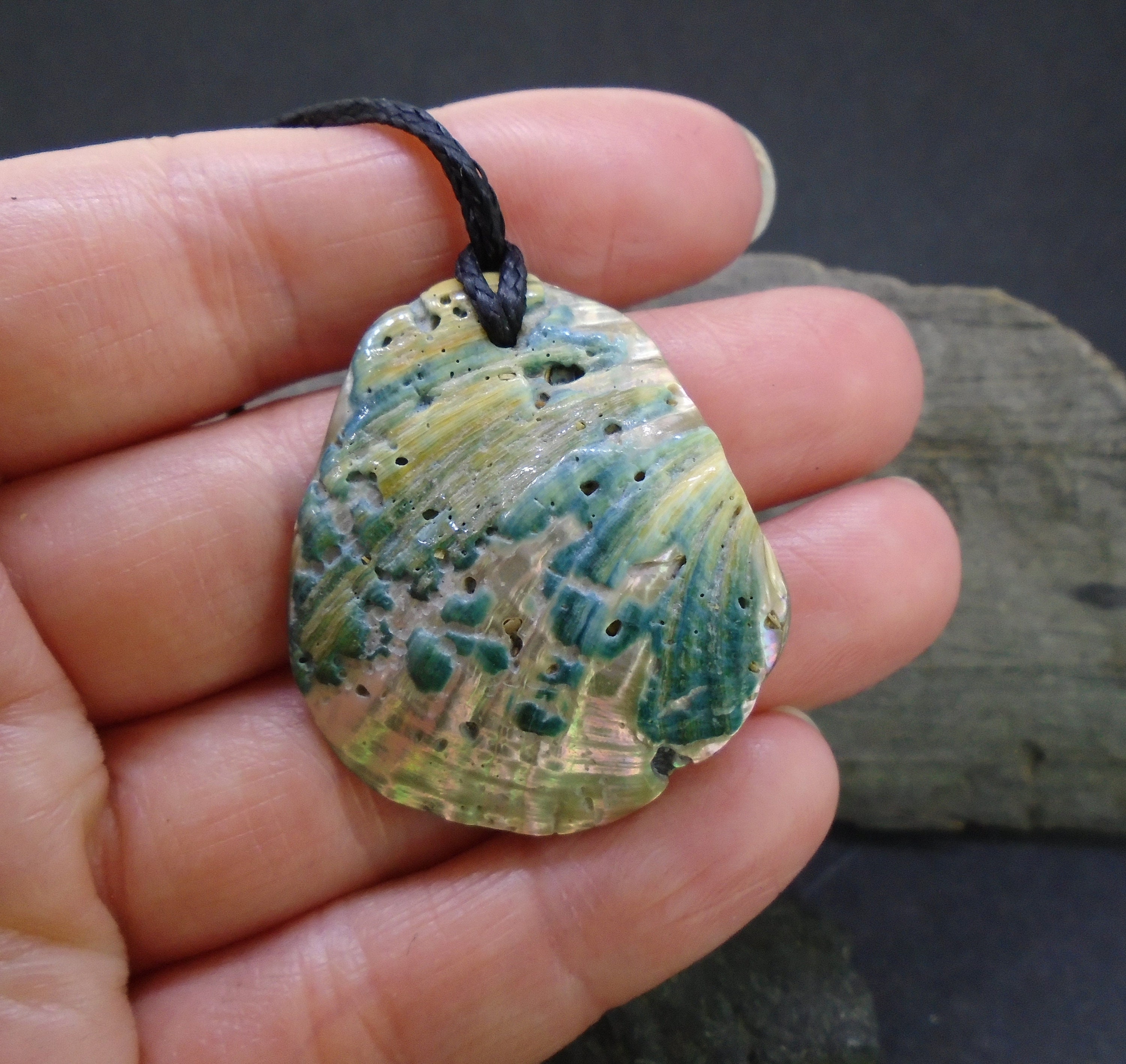 Pendentif En Argent 925 Avec Pierre Paua/Abalone - Poinçonné - Neuf Avec étiquettes