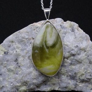 Highland Marble Pendant - Sterling Silver Scottish Jewellery, Scotland, Natural Green Gemstone, Lucky, Highlands, FREE WORLDWIDE SHIPPING