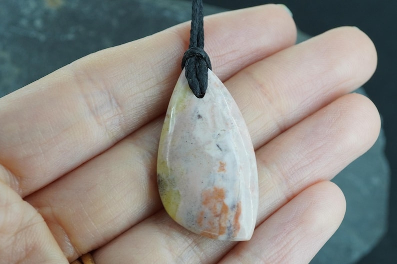 Rare Pink Skye Marble Corded Pendant - Scottish Cuillin Mountains, Isle of Skye, Hand Mined image 7