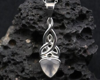 Chalcedony Celtic Knot Pendant: Sterling Silver Scotland Necklace