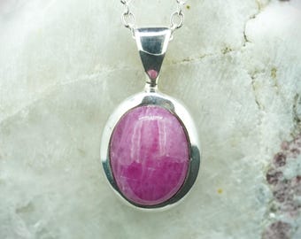 Pink Ruby Pendant: 925 Sterling Silver Frame, Handmade Gemstone