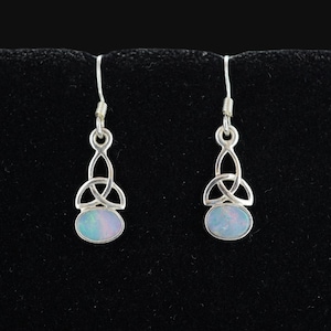 Australian Opal Doublet Earrings: Sterling Silver Trinity Knot