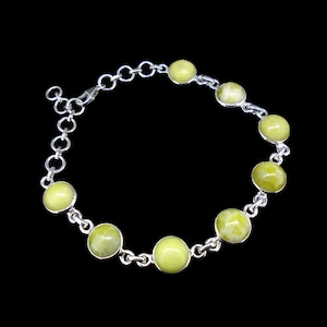 Highland Marble Sterling Silver Adjustable Bracelet  - 925 Silver, Beautiful Natural Green Scottish Stone, Scotland FREE WORLDWIDE POST