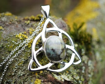 Skye Marble Celtic Pendant - 925 Sterling Silver Scottish Necklace