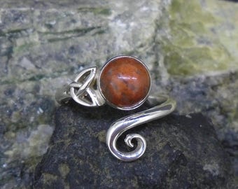 Lewisian Celtic Sterling Silver Knot Ring, Scottish Jewellery, Scotland, Natural Red, 925 Silver, Lewis, Highlands, FREE WORDLWIDE SHIPPING
