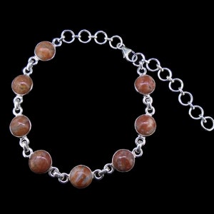 Scottish Lewisian Bracelet -  Sterling Silver Adjustable - 925 Silver, Beautiful Natural Red Scottish Stone, Scotland - FREE WORLDWIDE POST