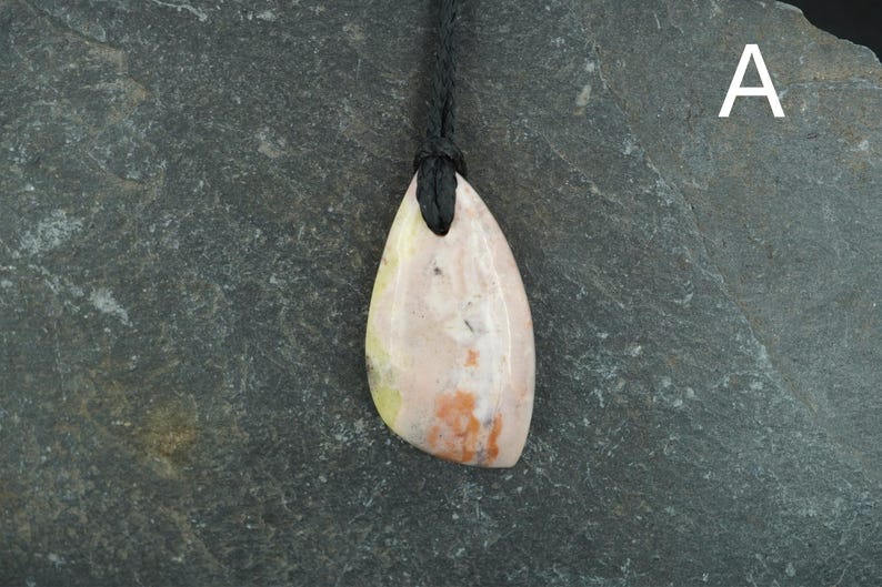 Rare Pink Skye Marble Corded Pendant - Scottish Cuillin Mountains, Isle of Skye, Hand Mined Pendant A