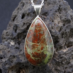 Lewisian Sterling Silver Drop Pendant, Scottish Jewellery, Scotland Necklace, Druid, Multicoloured Stone, FREE WORLDWIDE SHIPPING