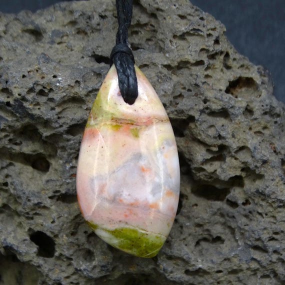 Rare Pink Skye Marble Corded Pendant - Scottish Cuillin Mountains, Isle of Skye, Hand Mined