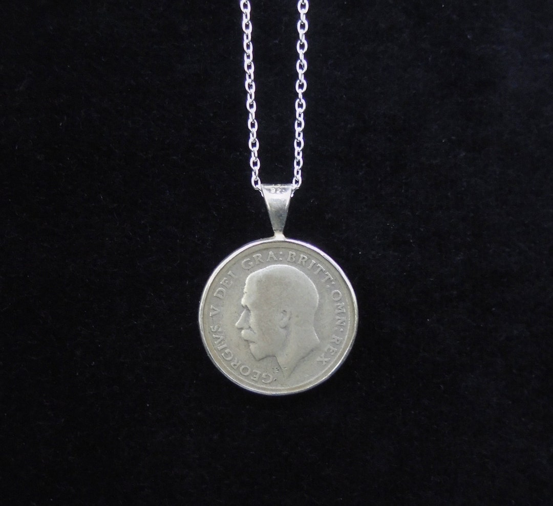 Vintage British Coin Pendant Silver Sixpence Sterling Etsy