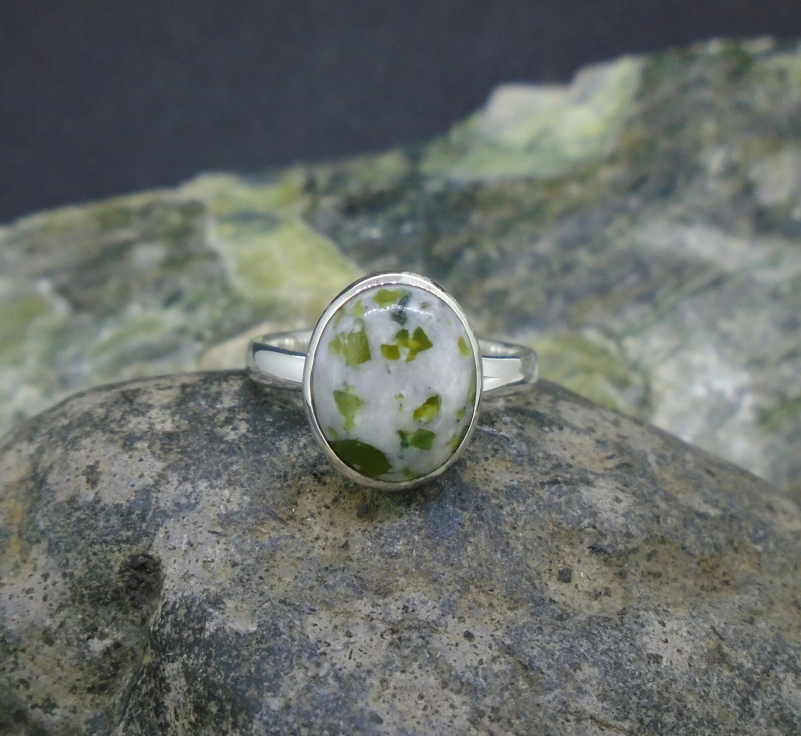 Iona Marble Pebble Ring 925 Sterling Silver Various Sizes Etsy