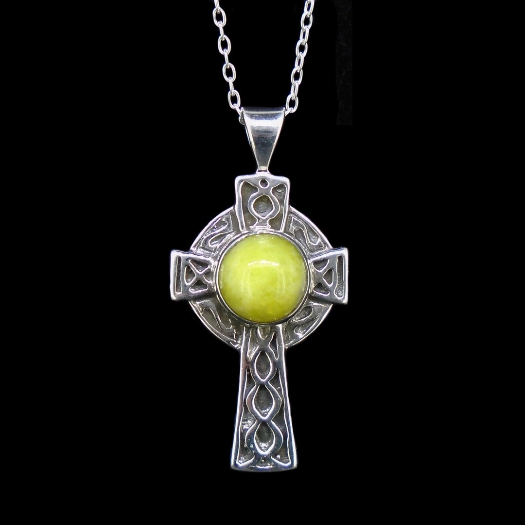 Highland Marble Celtic Cross - Sterling Silver Pendant With 18" Chain ...