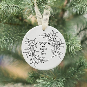 2022 ENGAGED Ornament Gift for Newly Engaged Couple, Personalized Christmas Keepsake Ornament for Her, Custom Christmas Gift for Best Friend Print on front only