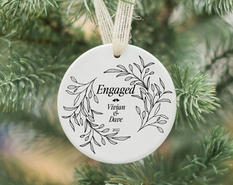 2022 ENGAGED Ornament Gift for Newly Engaged Couple, Personalized Christmas Keepsake Ornament for Her, Custom Christmas Gift for Best Friend