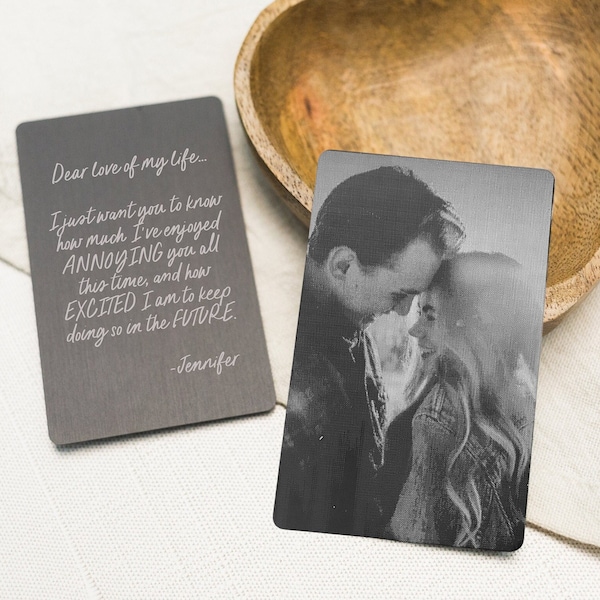 Metal Wallet Insert Card Gift for Husband or Boyfriend, Personalized Wallet Card for Military Deployment, Custom Anniversary Gift for Him
