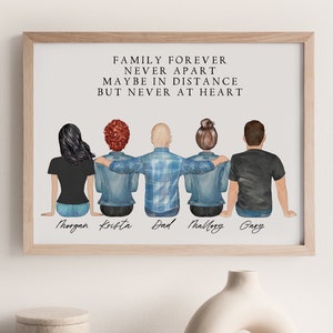 Personalized Family Wall Art, Family Gift Idea, Toddlers Portrait, Anniversary Family Print, Mom Birthday Gift, Dad Christmas Gift from Kids