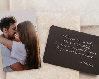 Metal Wallet Insert Card With Photo & Your Own Handwriting, Custom Wallet Card for Military Deployment Husband Boyfriend, His Christmas Gift