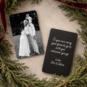 Christmas Wallet Card for Him, Personalized Holiday Photo Card for Father, Bonus Dad Gift, Black Wallet Insert for Husband Stocking Stuffers