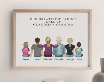 Personalized Christmas Gift for Grandma from Grandkids, Custom Grandma Gift, Nana Birthday Gift, Personalized Family Print with Grandparents