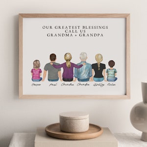 Personalized Christmas Gift for Grandma from Grandkids, Custom Grandma Gift, Nana Birthday Gift, Personalized Family Print with Grandparents
