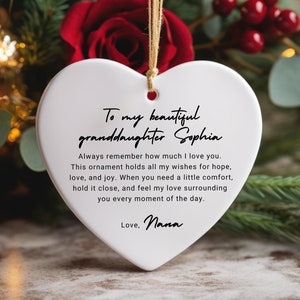 Personalized Granddaughter Ornament, Custom Name Ceramic Keepsake, Gift From Nana, Christmas Gift from Grandma, Family Christmas Ornament