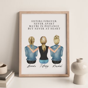 Personalized Wall Art, Sister Gift, Best Friend Birthday Gift, Sister Birthday Gift, Christmas Gift for Sister, Custom Illustration Print