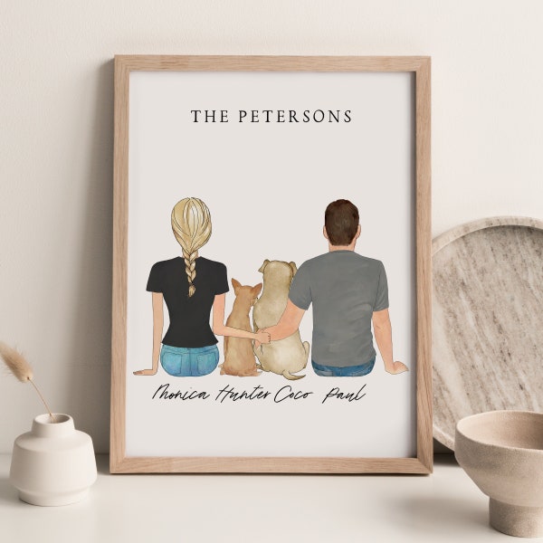 Personalized Couple Dog Print, Dog Mom and Dad Print, Dog Family Print, Pet Print, Dog Fur Family, Cat Family Print by Promenade Field