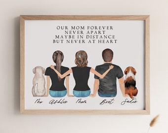 Personalized Family Portrait for Mom Christmas Gift From Daughter, Custom Portrait Print Gift for Mom Birthday, Mother's Day Gift from Son