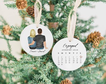 Custom Engagement Ornament, Engagement Gift, Personalized Ornament, Christmas Gift, Couples Ornament, Wedding Gift, Anniversary Gift