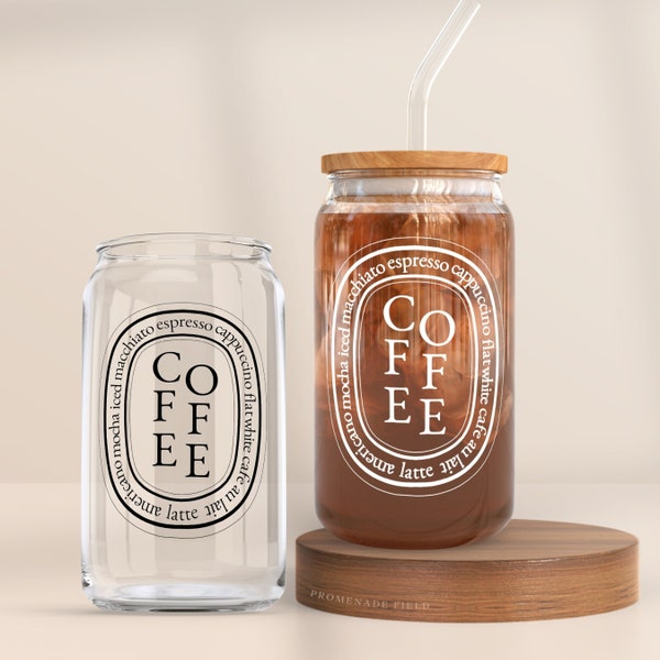 Iced COFFEE Glass Tumbler Gift For Women, Etched Coffee Cup Birthday Gift For Her, Beer Can, Iced Coffee Cup Coffee Bar Glassware Gift