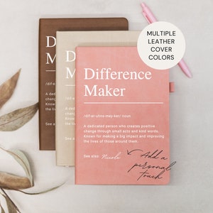 Diario in pelle personalizzato Difference Maker per donne e uomini, regalo di quaderno personalizzato per mentore e leader, regalo di apprezzamento per i dipendenti