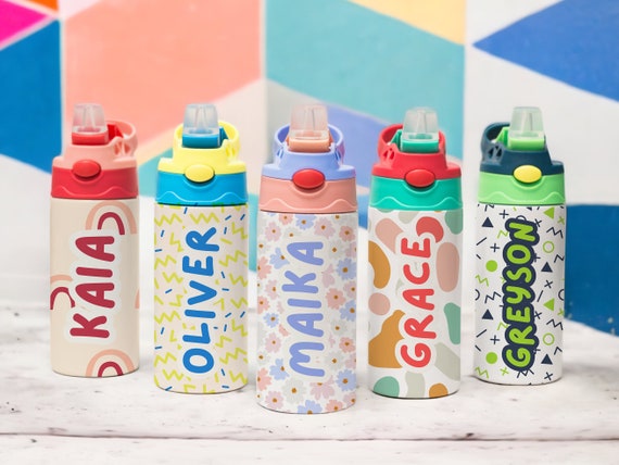 Kids Personalized Water Bottle With Straw for Back to School