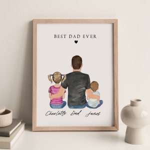 Personalized Father's Day Gift for Dad From Daughter or Son, Daddy and Toddler Family Portrait Drawing, Birthday Gift for Husband from Kids