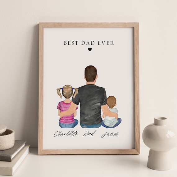 Personalized Father s Day Gift for Dad From Daughter or Son Daddy and Toddler Family Portrait Drawing Birthday Gift for Husband From Kids Etsy