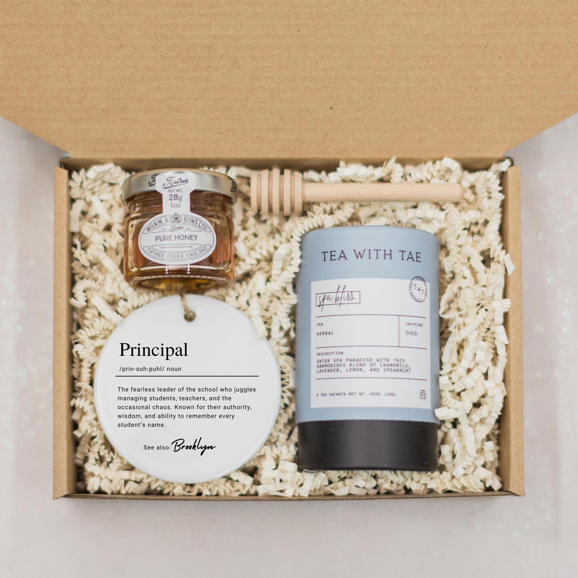 Personalized Principal Gift Box, Appreciation Pamper Gift Basket with Custom Ornament, Relaxing Self Care Set, Thank You Gift for Principals