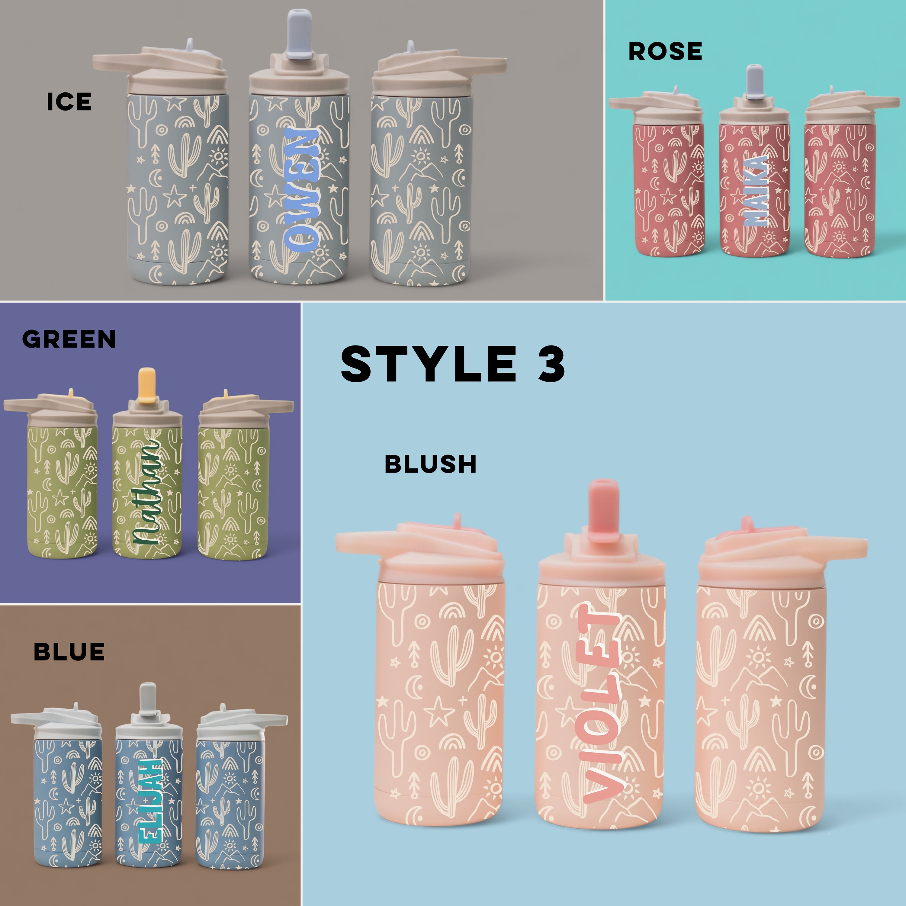 Personalized Name Water Bottle for Kids, Custom Name Stainless Steel Boy Sport Bottle, Customized Girl Insulated Tumbler, Toddler Water Cup