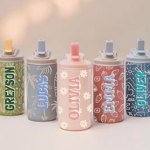 Girl's Personalized Insulated Water Bottle, Back to School Water Cup for Boys & Girls, Kids Sport Bottle and Birthday Gift, Kids Tumbler