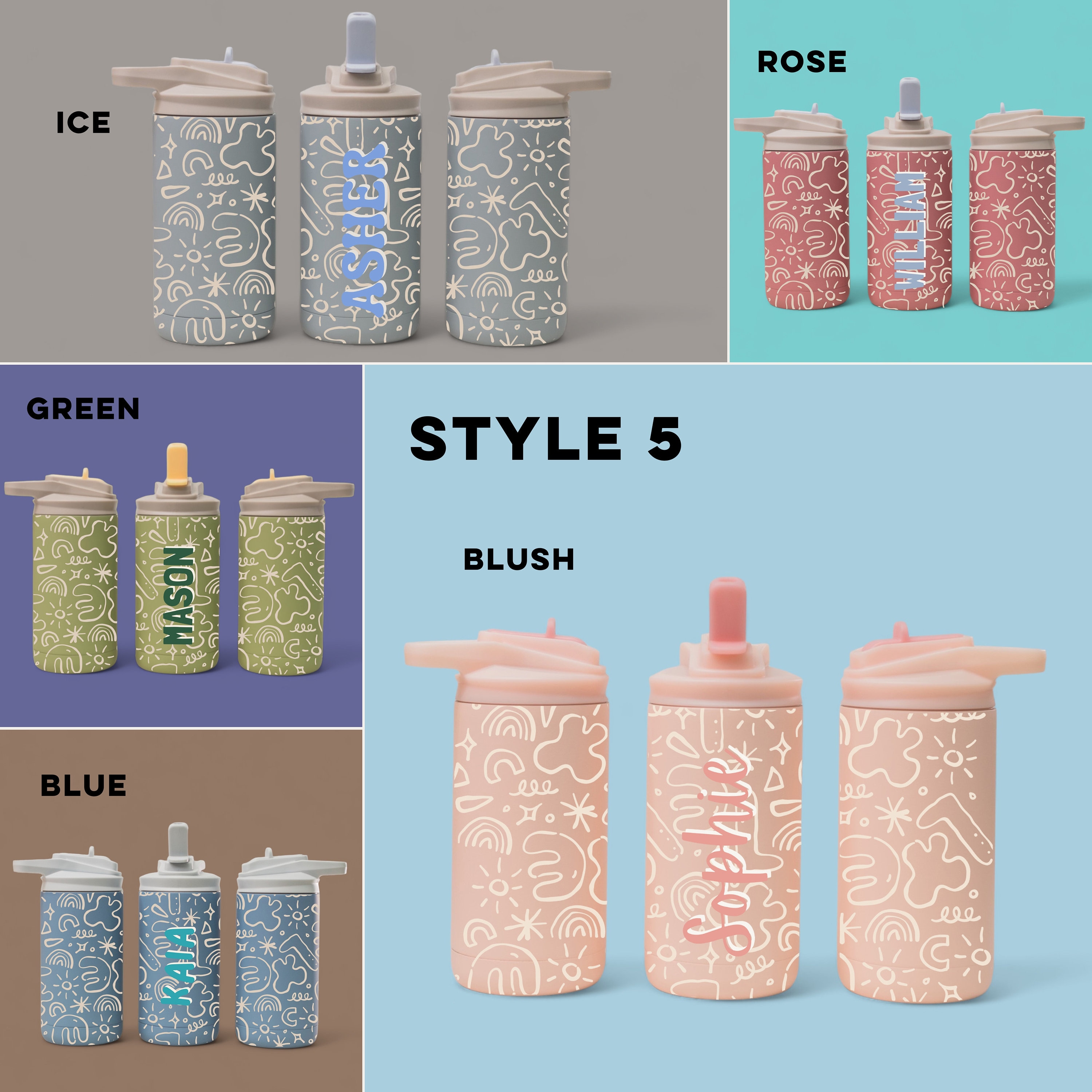 Personalized Name Water Bottle for Kids, Custom Name Stainless Steel Boy Sport Bottle, Customized Girl Insulated Tumbler, Toddler Water Cup