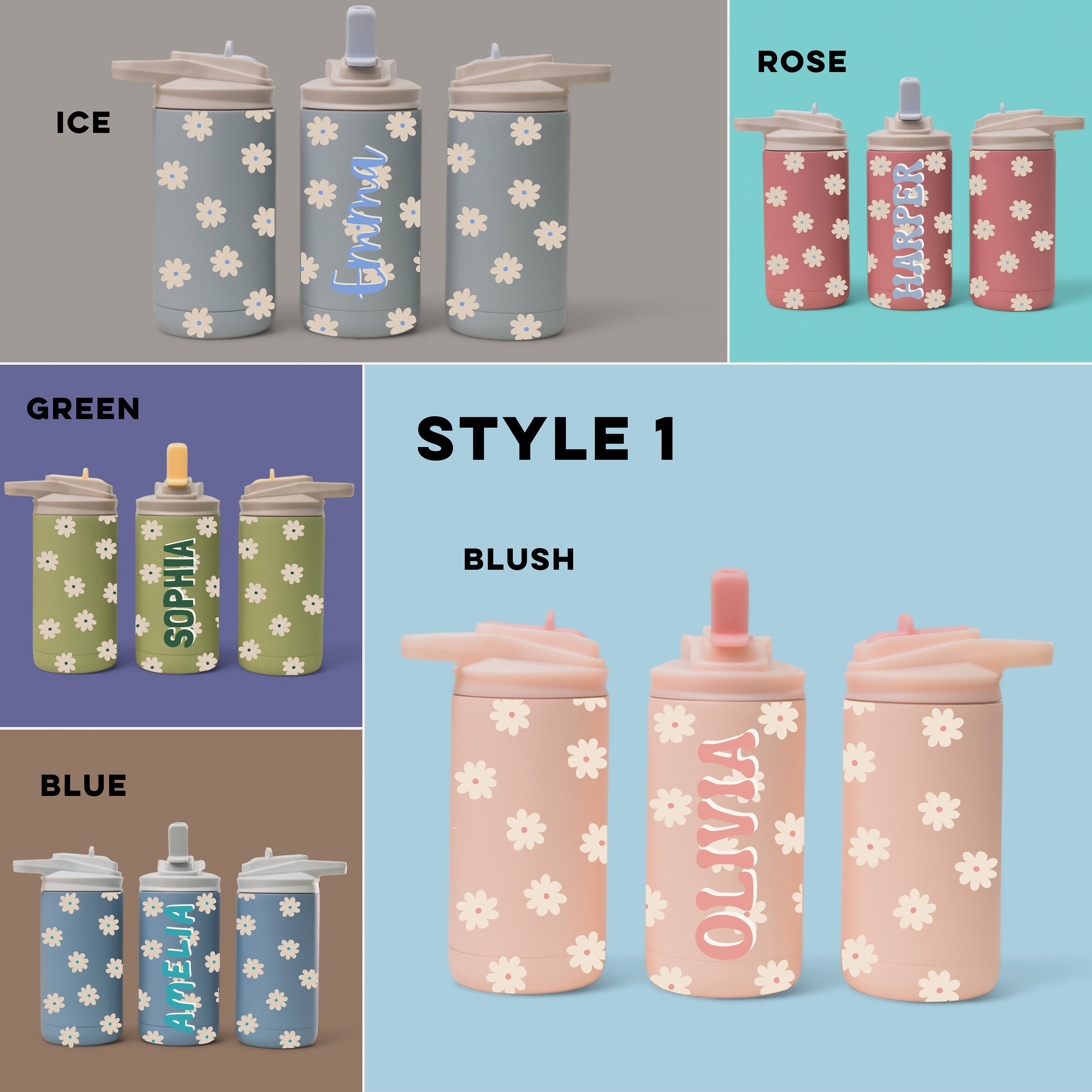 Personalized Name Water Bottle for Kids, Custom Name Stainless Steel Boy Sport Bottle, Customized Girl Insulated Tumbler, Toddler Water Cup