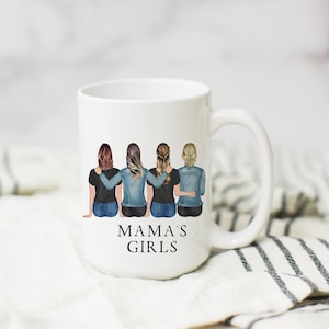 Personalized Mug with Family Portrait for Mother&#39;s Day Gift From Daughter, Cartoon Coffee Mug, Custom Family Cup for Mom Birthday From Son