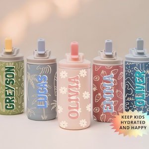 Personalized Name Water Bottle for Kids, Custom Name Stainless Steel Boy Sport Bottle, Customized Girl Insulated Tumbler, Toddler Water Cup