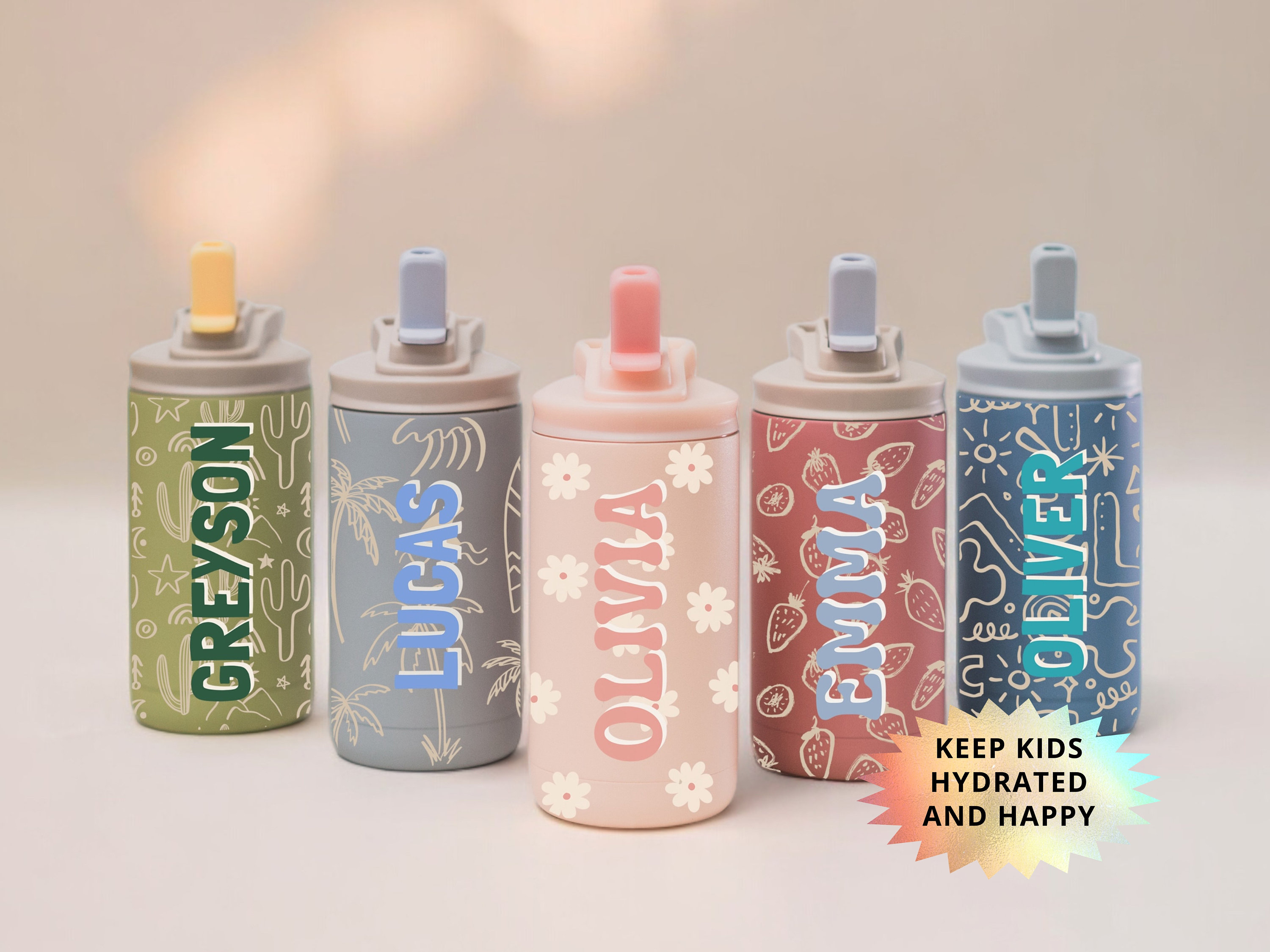 Personalized Name Water Bottle for Kids, Custom Name Stainless Steel Boy Sport Bottle, Customized Girl Insulated Tumbler, Toddler Water Cup