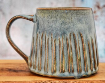Very Large Handmade Mug, Blue & Bronze, 575ml/1.2 US Pint, Handcrafted Unique Gift, coffee, tea mug, Ceramic, Stoneware, UK Studio Pottery