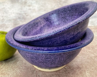 Ceramic Desert/Breakfast Bowl, Hygge, Satin Matte Bright Purple Glaze, 14cm dia, Gift, UK Studio, Pots About Pottery