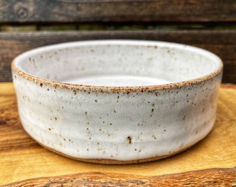 Rustic Cheese Baking Dish, 12.5cm dia, Freckled White, Camembert or Brie Baker, Wine Bottle Coaster, Ceramic, stoneware, In Stock