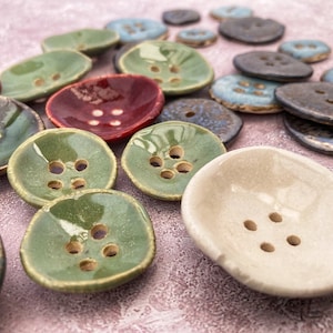 Colourful Buttons, ceramic, various sizes, unique pottery, rustic stoneware, knitting crochet sewing craft haberdashery, Pots About Pottery