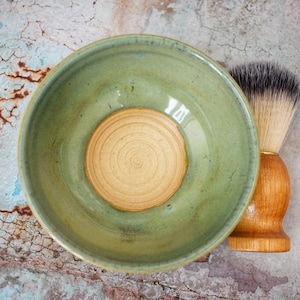 Ceramic Shaving Bowl, Jade Green Scuttle, Suribachi, traditional wet shave bowl, Lather Cup, Mens Gift, UK Pottery