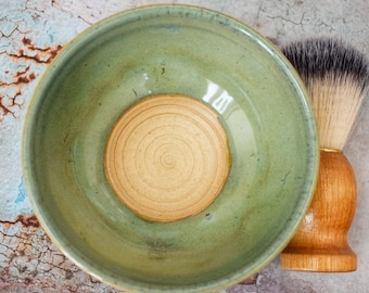 Ciotola da barba in ceramica, colore verde giada, Suribachi, ciotola tradizionale per la rasatura a umido, tazza per la schiuma, regalo per uomo, ceramica britannica