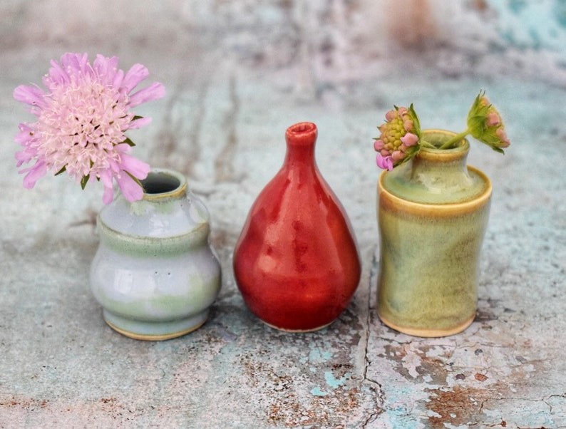 Various Mini Bud Vase Tiny Pottery Vase Single Stem Flower Etsy UK