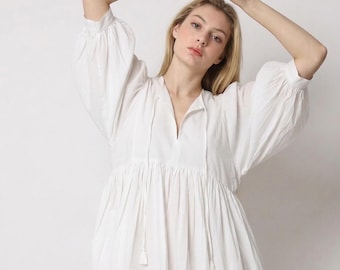 Boho Cotton Midi Dress for Women, Block Print Summer Dress, Floral Indian Dress, Lightweight Vacation Outfit